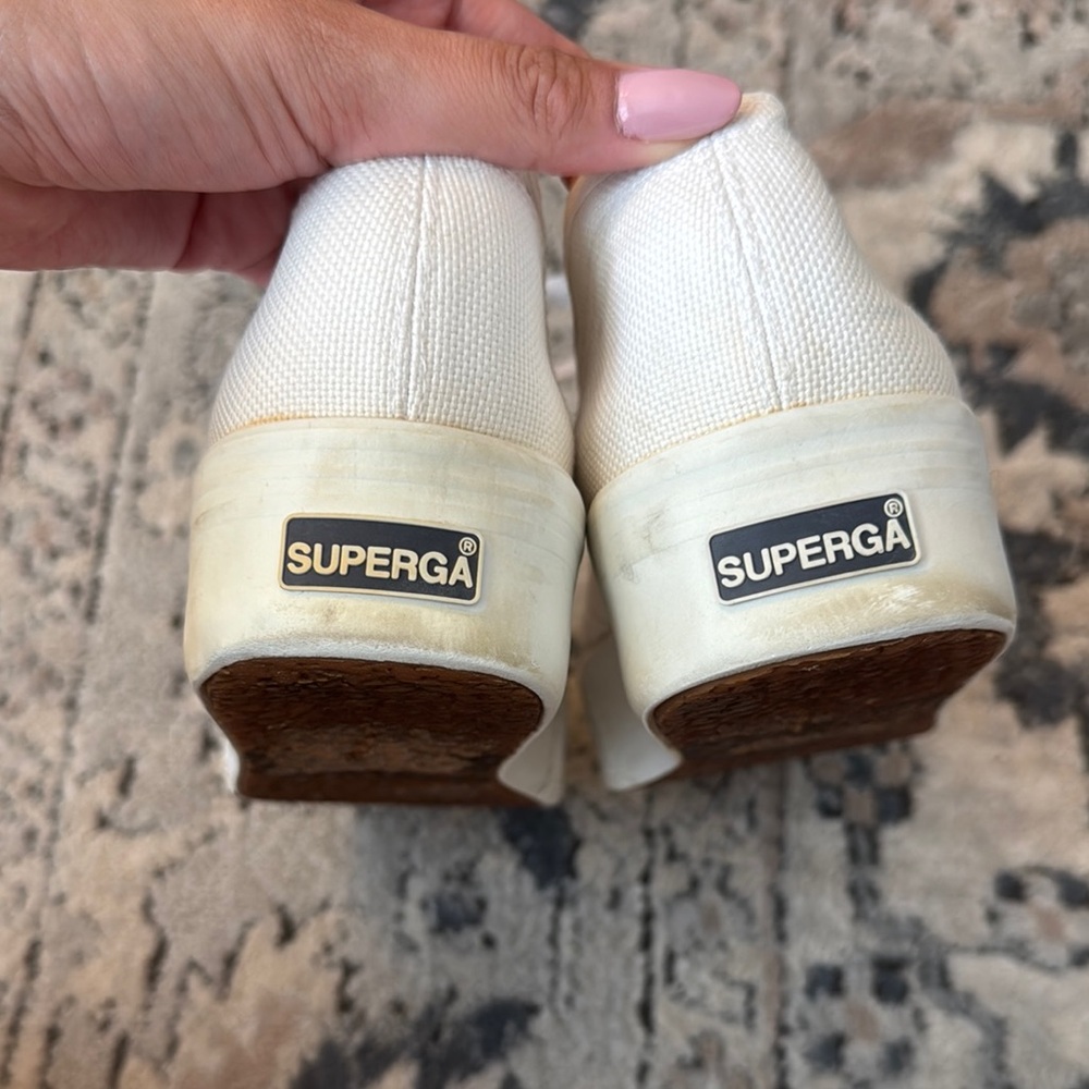 Superga White Canvas 2750 platform Lace-Up Sneakers size 39 - Picture 5 of 7